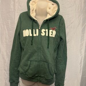 Hollister Y2K Vintage Fur Lined Hoodie- Forest Green